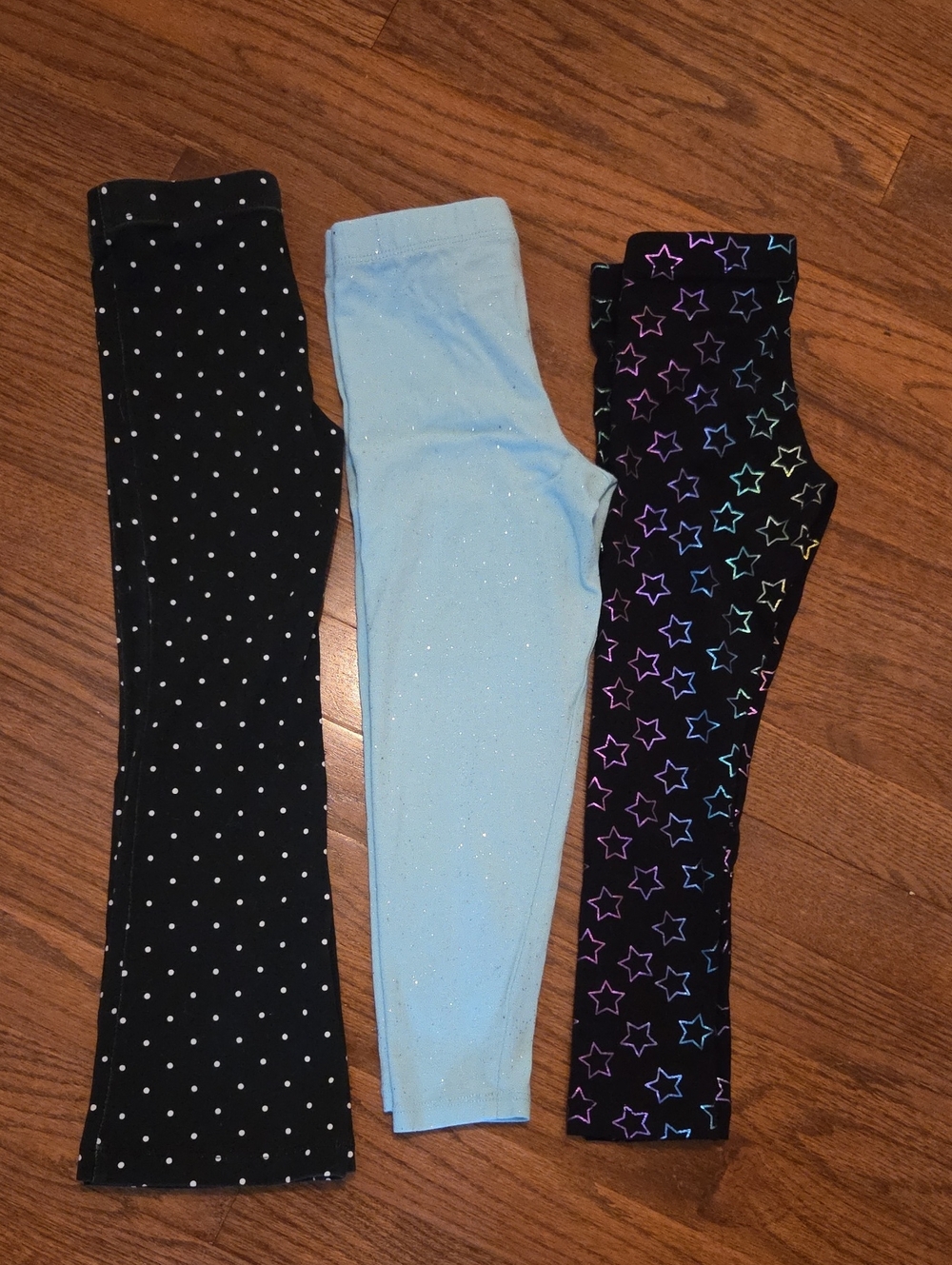 Girl's Legging Set♡ 3-Pack Leggings - Foil Star, Polka Dot, Light Blue Sparkle